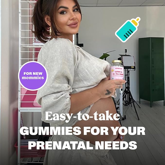 Hair Gummy Prenatal Vitamins for Women Pregnancy with Vitamin B6 - Pre Natal Multivitamin for Women & Folic Acid - 60 Prenatal Hair Gummies with Folic Acid (1Pack)