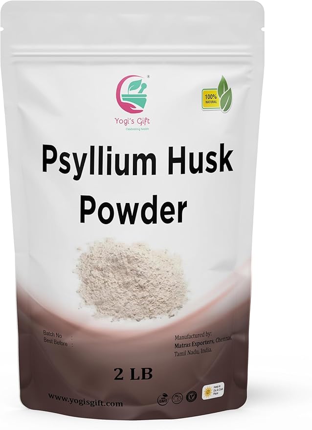 Psyllium Husk Powder 2 lb | 98% Purity | Premium Quality | Use for Baking, Cooking and Beverages | 100% Natural Fine Ground, Non GMO by Yogi's Giftยฎ
