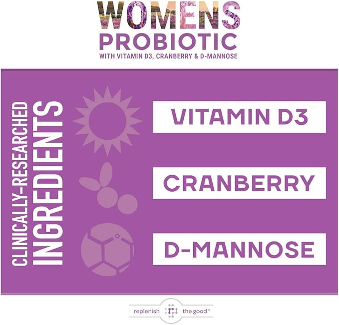 Probiotics for Women - Supports Digestive & Vaginal Health with D3, Prebiotics & Cranberry - Defends Against UTI & Yeast - 15x More Effective Than Regular Capsules (60 Count)