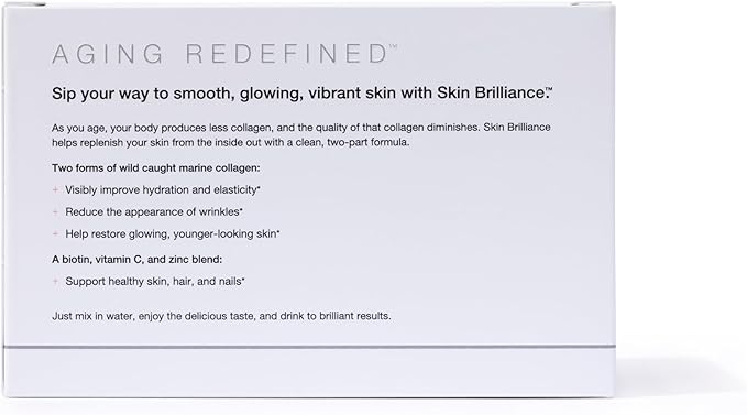 Serovital Skin Brilliance - Marine Collagen Peptides Powder - Hydrolyzed Type I & II Fish Collagen - Skin, Hair & Nails – 20 Packets