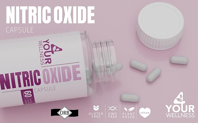 Nitric Oxide Supplement, with L Arginine and L Citrulline Boosting Nitric Oxide Production, Blood Pressure, and Circulation, Gluten Free, Non-GMO, Kosher (60)