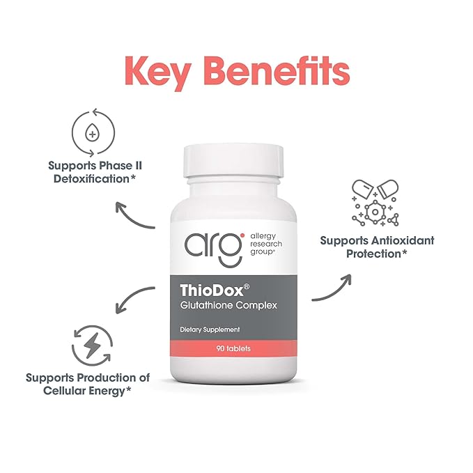 Allergy Research Group ThioDox Supplement - Glutathione Complex, L-Glutathione with Vitamin C, NAC, Alpha Lipoic Acid, Tablets - 90 Count