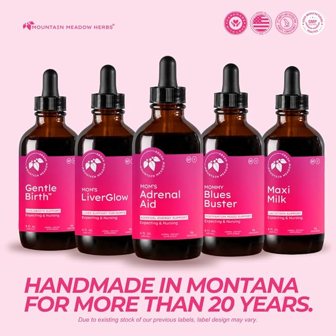 Mountain Meadow Herbs Mom's Adrenal Aid – Liquid Herbal Supplement, Natural Adrenal Support for Women, Safe for Expecting & Nursing Moms, Boosts Energy, Reduces Fatigue & Supports Hormone Balance 4oz