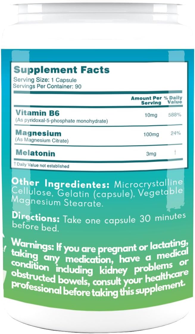 VAL Mg Experts Melatonin 3mg with Vitamin B6 & Magnesium | 90-Day Supply | Sleep Support & Healthy Circadian Rhythm | Non-GMO, Gluten-Free, Antioxidant Formula