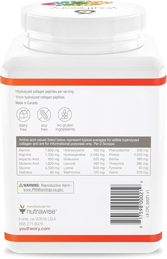 Youtheory Collagen Powder - Premium Collagen Supplement with Vitamin C & Biotin - For Healthy Hair, Skin, Nails & Joints - Hydrolyzed & Highly Absorbable - Dairy, Soy & Gluten Free - Chocolate - 10 oz