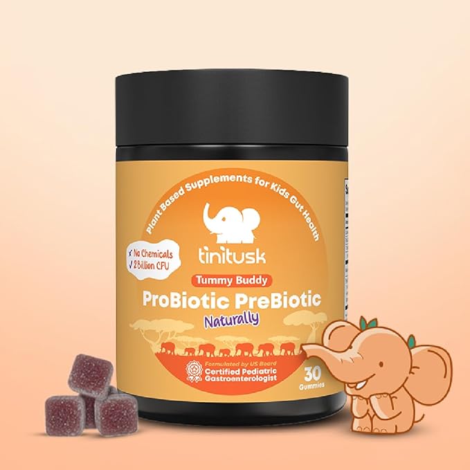Tummy Buddy Kids Probiotic Gummies - 3 in 1 Probiotics for Kids + Prebiotic & Postbiotic - Prebiotics & Probiotics for Digestive Health & Immune Support – Vegan, Gluten and Allergen Free