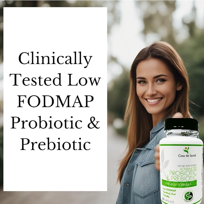 Low FODMAP Certified Probiotic & Prebiotic Synbiotic Supplement, IBS IBD & SIBO Dairy Free Vegan, Soy/Gluten/Inulin Free Non GMO No Gas No Bloating (60 Caps)