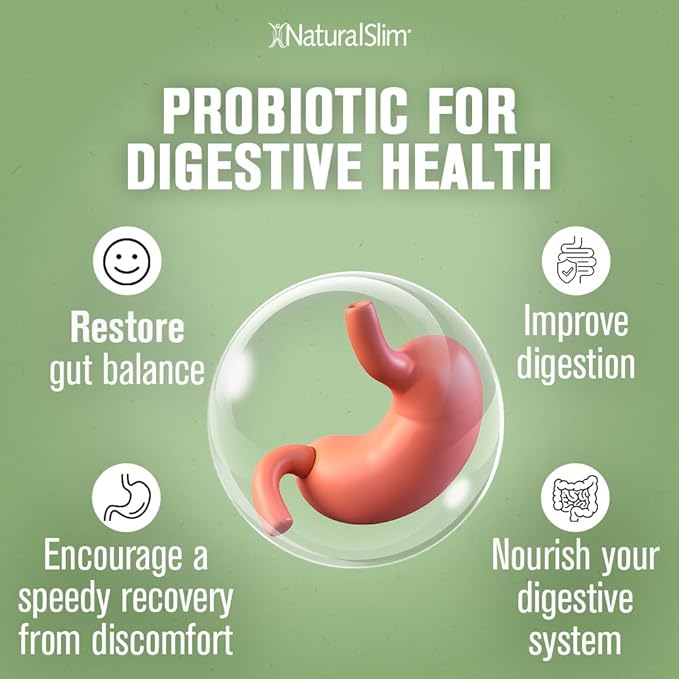 NaturalSlim Probiotics for Digestive Health Good Flora Probiotic Capsules - Intestinal Flora & Immune Support Gut Health Supplements with 7 Powerful Probiotic Strains - Gluten Free 60 Capsules