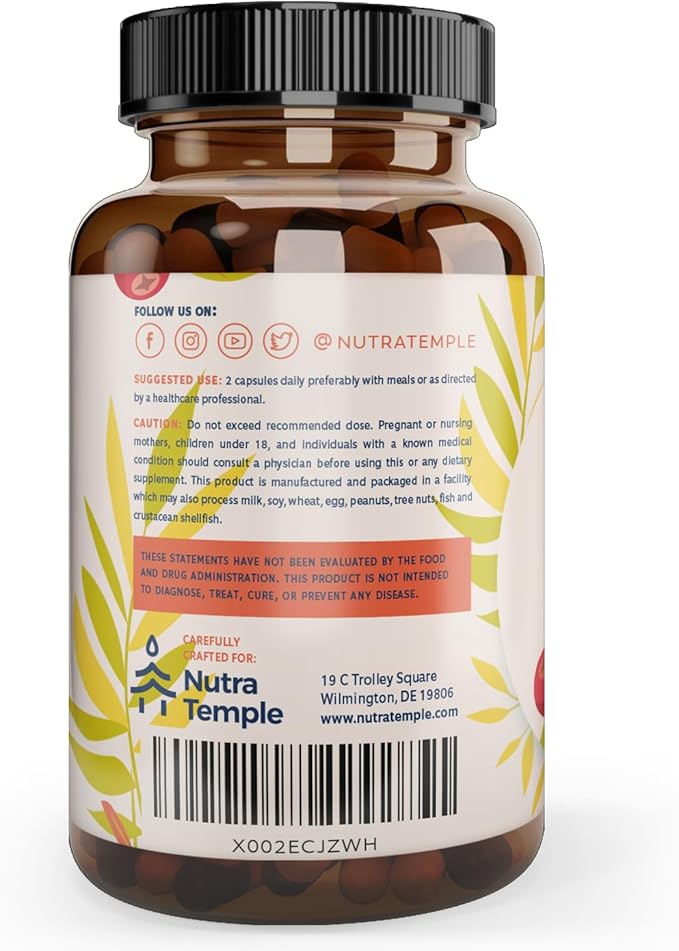 Adrenal Support & Cortisol Manager – Extra Strength Adrenal Fatigue Supplements for Energy, Brain Fog with Ashwagandha, Rhodiola Rosea, L Thyrosine, Holy Basil – 60 Non GMO Pills