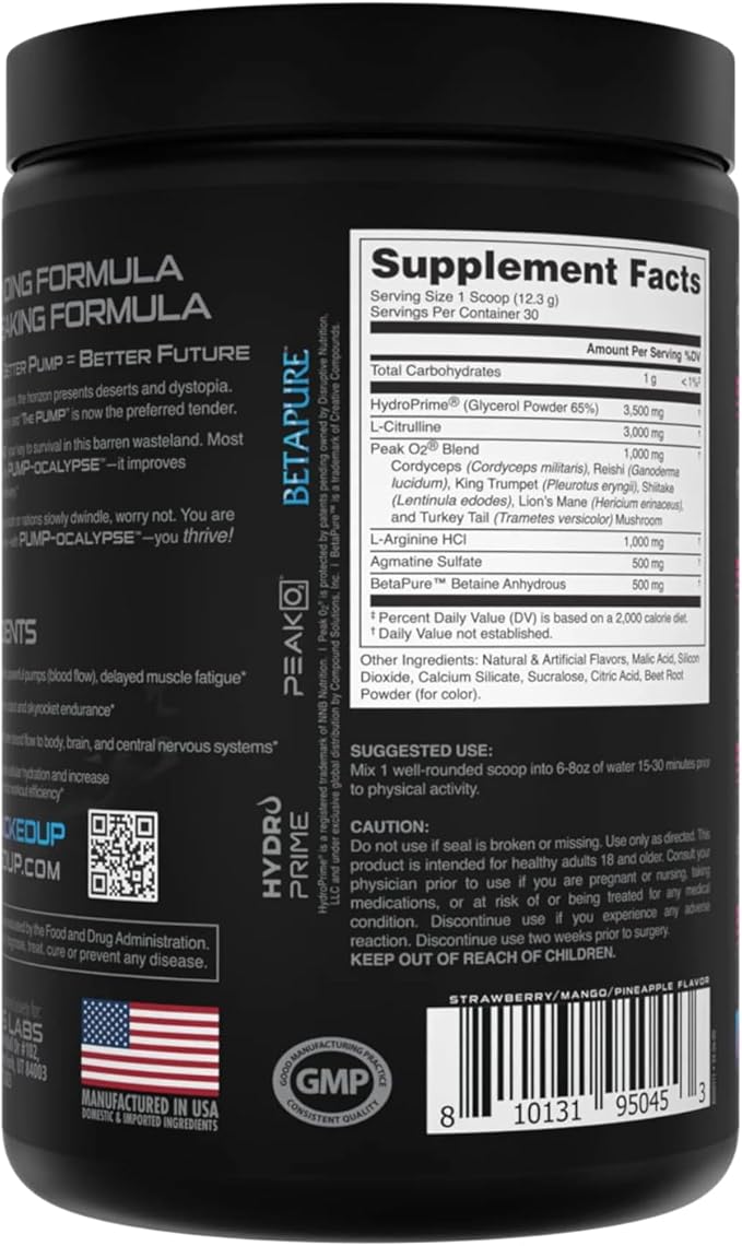 Pump-ocalypse Miami | Nitric Oxide and L Arginine Supplement with Citrulline Malate, GlycerPump | Ultimate N.O. Booster | Lean Muscle Support for Blood Flow, Vascularity, Hydration and Endurance