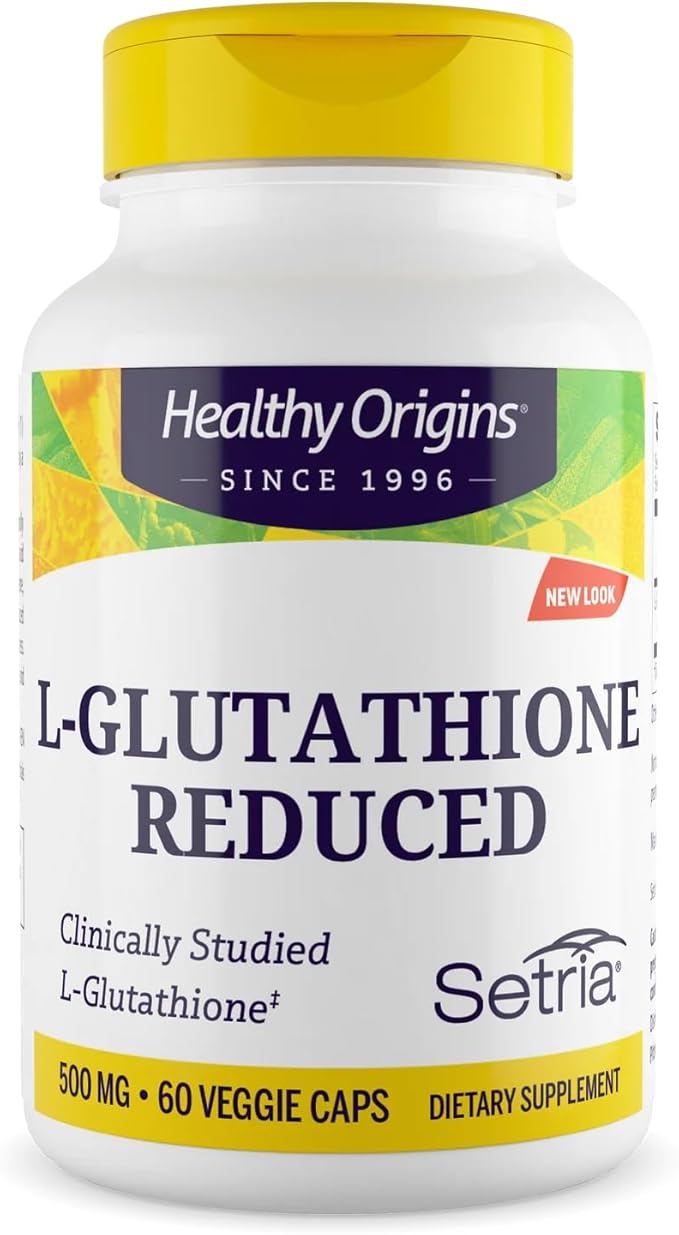 Healthy Origins L-Glutathione 500 mg (Setria, Non-GMO, Gluten Free, Antioxidant, Immune Support, Skin Support), 60 Veggie Caps