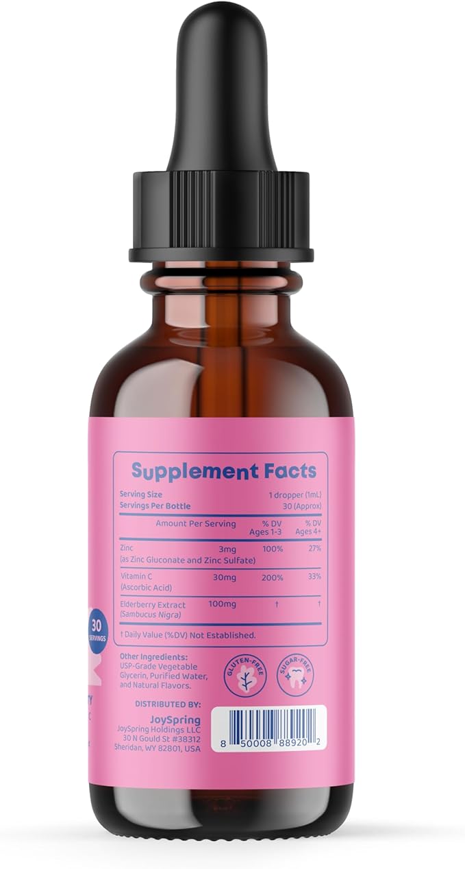 JoySpring Kids Zinc and Vitamin C and Liquid Multivitamin Drops for Kids