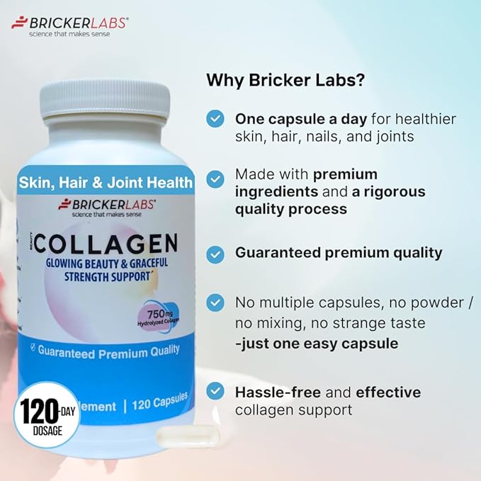 Collagen for Men & Women - Type I, III Hydrolized Collagen Supplement 750mg, 1 Collagen Capsule Daily - 120 Servings