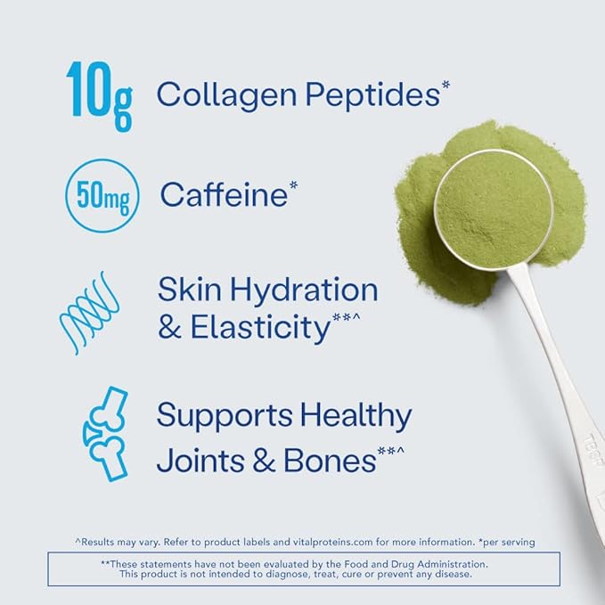 Vital Proteins Matcha Collagen Peptides Powder Supplement, Matcha Green Tea Powder, 10.5 oz, Original Flavored