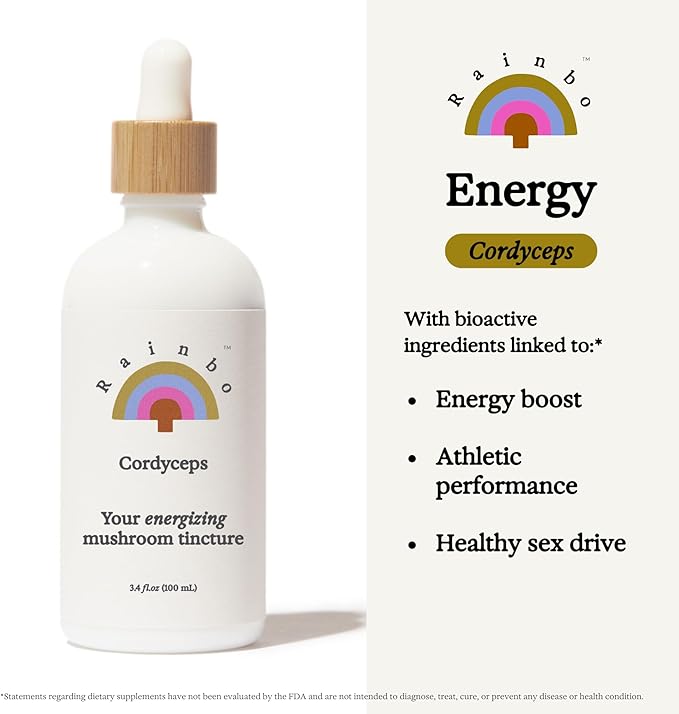 Cordyceps Mushroom Tincture, Dual Extract Mushroom Supplement for Immune Support, Energy, Liquid Cordyceps Supplement, Vegan, Non GMO, 3.4 fl oz