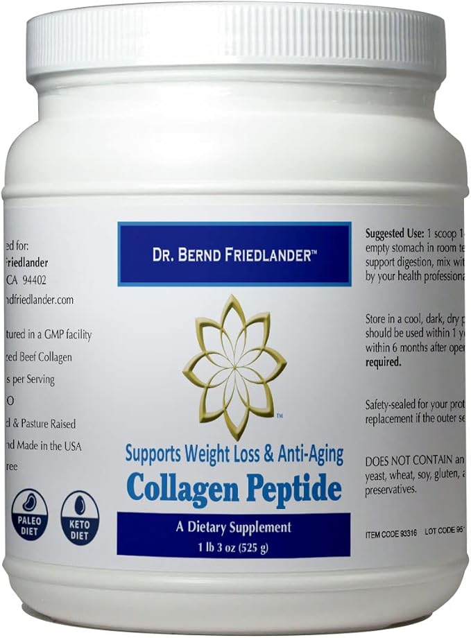 Non GMO •Grass fed• Made in The USA • Gluten Free • Dr. Friedlander's Collagen peptides