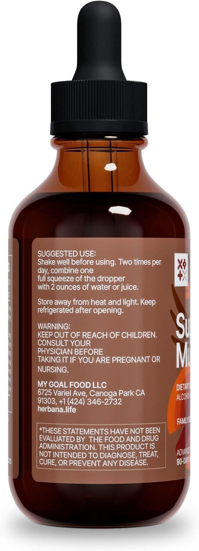 Super Mushrooms 8-in1 - 4 fl oz Liquid Extract - Brain Booster & Immune Support Drops - Reishi, Lion`s Mane, Cordyceps, Chaga, Mitake, Turkey Tails, Shiitake, Agaricus - High Potency - 90-Day Supply