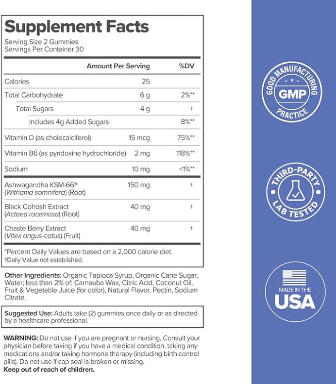 O Positiv MENO Gummies for Menopause, 30 Servings (Pack of 1) - Hormone-Free Supplements for Women with Black Cohosh & Ashwagandha KSM-66 - Helps Alleviate Hot Flashes, Night Sweats, & Mood Swings