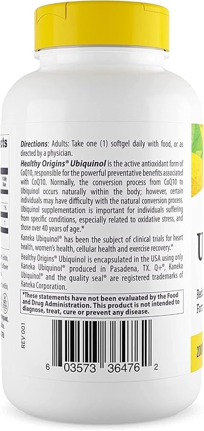 Healthy Origins Ubiquinol (Active Form of CoQ10), 200 mg - Kaneka Ubiquinol Supplements for Heart Health & Antioxidant Support - Gluten-Free & Non-GMO Supplement - 150 Softgels