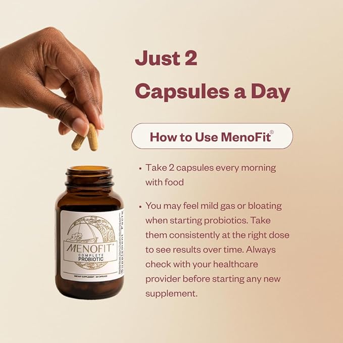 MENOLABS MenoFit, Menopause Supplements for Women - 60 Capsules - Advanced Women’s Probiotic with Vitamins and Red Clover for Gut Health, Hot Flashes and Hormone Balance for Women