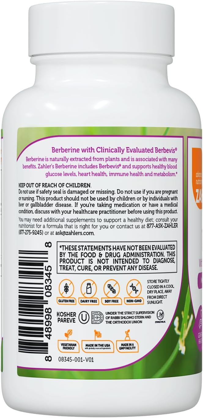 Berberine with Clinically Evaluated Berbevis, Metabolism and Glucos Support Formula, 60 Capsules.