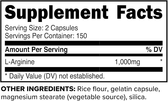 Primaforce L-Arginine (300 Capsules, 150 Servings / 1,000 mg L-Arginine Per Serving) | Extra Strength Amino Acid Supplement for Men and Women - Gluten Free, Non-GMO
