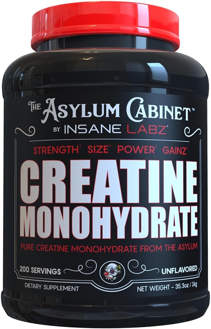 Insane Labz Insane Creatine Monohydrate Powder - Unflavored, Pre Workout, Post Workout, Strength Size Power, 200 Servings