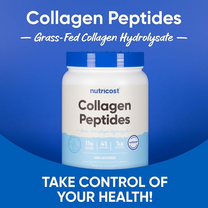 Nutricost Collagen Peptides Powder 1LB (454 G) - Grass Fed Bovine Collagen Hydrolysate (Unflavored)