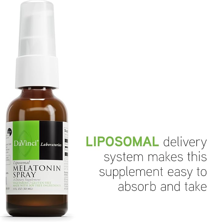 DAVINCI Labs Liposomal Melatonin Spray - Sleep Support Supplement - Bedtime Spray with 3mg Melatonin Per Serving, Fast-Acting Formula, Promotes Restful Sleep* - 30 mL