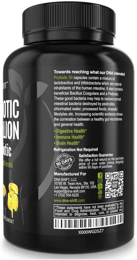 Probiotics for Women and Men - 11 strains - 50 Billion CFU - Probiotic Supplement for Digestive Health - Gut Health - Supports Constipation, Diarrhea, Gas & Bloating - 30ct