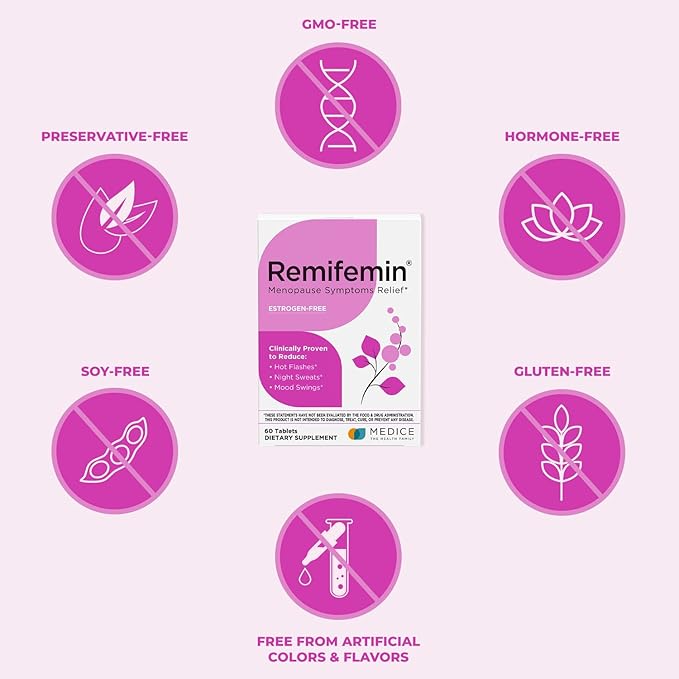 Menopause Symptoms Relief - Clinically Proven Ingredients - Menopause Supplements - Black Cohosh - Estrogen-Free - Made in Germany - 60 Tablets
