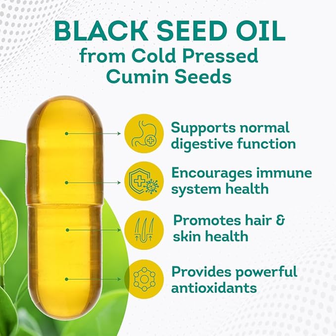 PurePremium Black Seed Oil 500mg - Organic Nigella Sativa Seeds and Cold Pressed Black Cumin Oil Extract - Hair & Skin Supplement for Men and Women - 3 Months Supply - 90 Capsule
