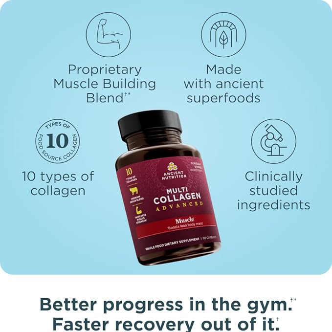 Ancient Nutrition Advanced Multi Collagen Protein Capsules Muscle, 90 Count