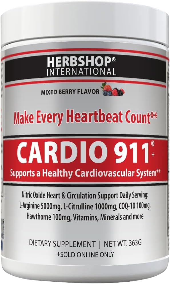 Drink Mix, Mixed Berry, L-Arginine 5000mg, L-Citrulline 1000mg, Vitamins B12, C, D3, Beet Root, 30 Servings, Nitric Oxide Support, Cardiovascular, & Energy Support Supplement
