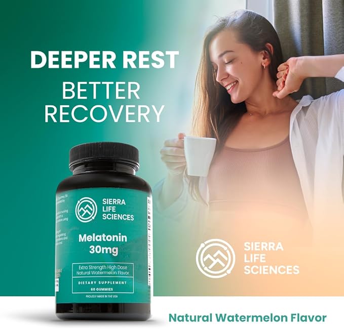 30mg Melatonin Gummy | High Dose Sleep Support for Adults | Advanced One-A-Day Formulation Made with Apple-Derived Gummies | Vegan, Non-GMO (2-Pack)