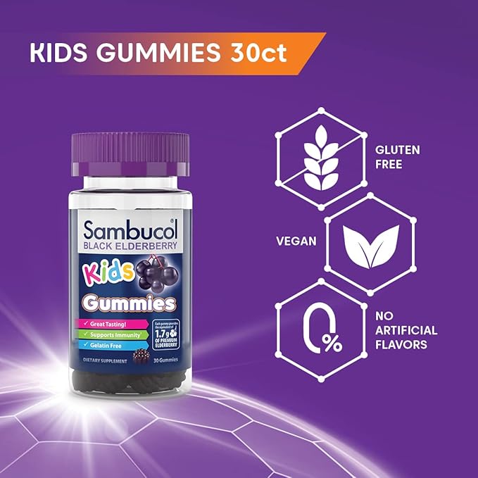 Sambucol Black Elderberry Syrup and Gummies for Kids - Elderberry Syrup Kids, Kids Elderberry Gummies, Black Elderberry Syrup for Kids, Sambucus Kids - 7.8 Fl Oz, 30 Gummies Bundle