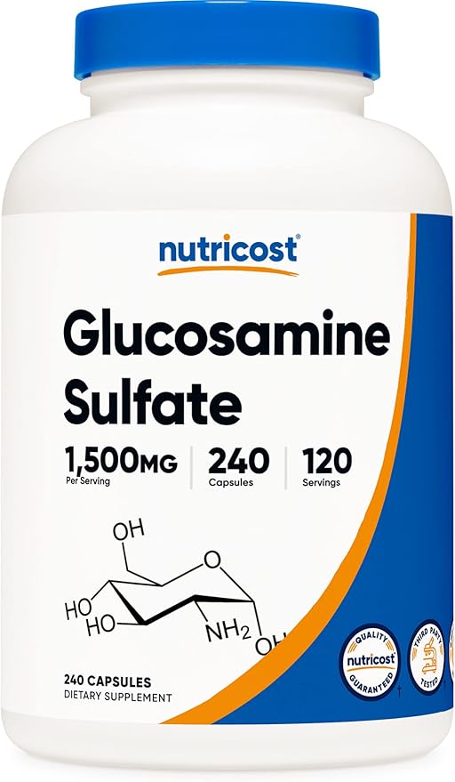Nutricost Glucosamine Sulfate 1500mg, 240 Capsules - 750mg Per Capsule, Gluten Free, Non-GMO