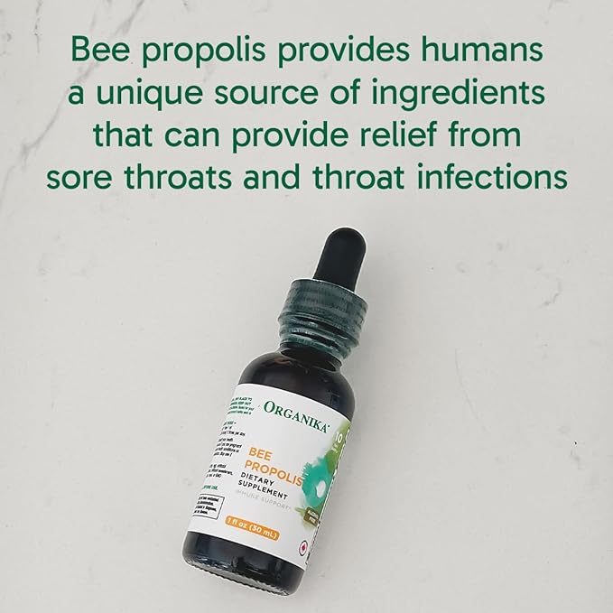 Organika Bee Propolis Tincture 30 ml: Vegan Propolis Extract - Throat and Breathing - Free of Gluten, GMO, & Artificial Flavors - 10 Day Prop Drops Supply