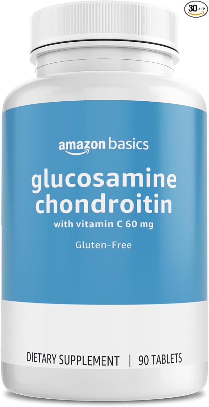 Amazon Basics - Glucosamine Chondroitin, 1500 mg, with Vitamin C 60 mg, 90 Tablets (2 per serving), Gluten Free