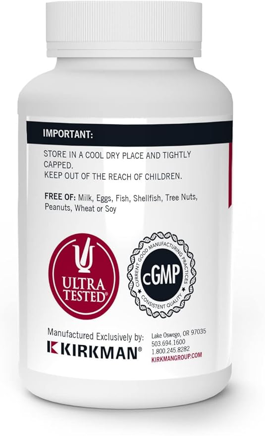 Kirkman – Zinc Picolinate 25 mg - Hypoallergenic – 150 Vegetarian Capsules – Gluten Free – Casein Free – Minerals