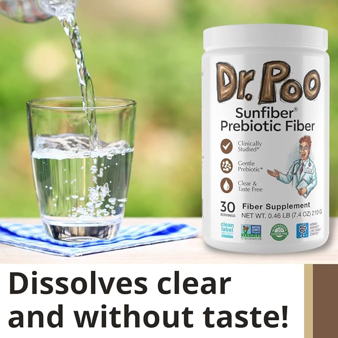 Dr. Poo All-Natural Prebiotic Fiber Supplement | Fiber for the Whole Family | Gentle and Simple Ingredients to Improve Gut Health | Gluten Free, Vegan,Tasteless, Non-GMO, Low-FODMAP (30 Servings)