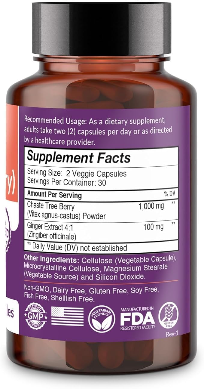Intimate Rose Vitex Chasteberry Supplement for Women, 1000 mg - Chaste Tree Berry for Hormone Balance, Fertility & PMS Support, Regulate Cycles - 60 Capsules