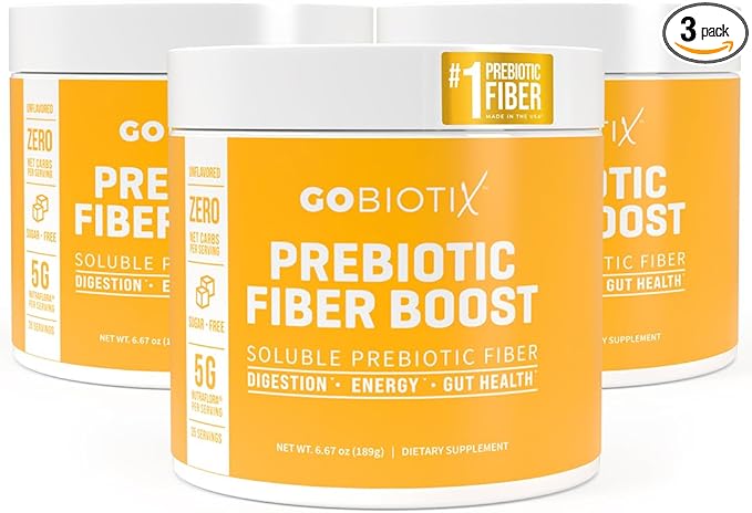 GOBIOTIX Prebiotic Fiber Supplement Powder for Digestive Health, Soluble Fiber for Gut Health, Gluten & Sugar Free, Keto, Vegan, 35 Servings (3 Pack)
