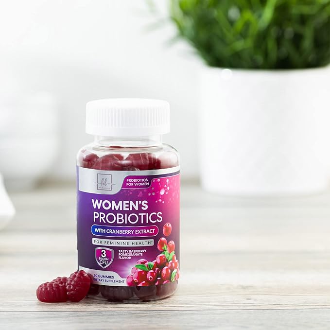 Probiotics for Women with Cranberry Extract - 6 Premium Strains for PH Balance, Digestive Health, Vaginal & Immune Support, 3 Billion CFU, Womens Probiotic Gummy for Feminine Health - 60 Gummies