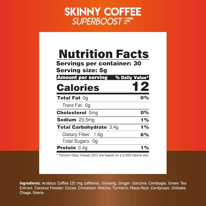Skinny Coffee Super Boost Weight Loss Coffee, Fat Burners for Men & Women, Sugar-Free, Keto, Vegan, Reduces Bloating, Supports Energy & Metabolism, Appetite Suppressant for Weight Loss (Pack of 3)