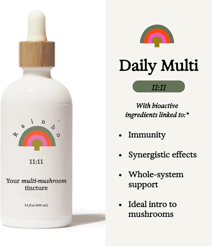 11:11 Multi Mushroom Tincture, Dual Extract Mushroom Supplement for Comprehensive Immune Support, Brain Support, Liquid Lion's Mane & Turkey Tail, Vegan, Non GMO, 3.4 fl oz