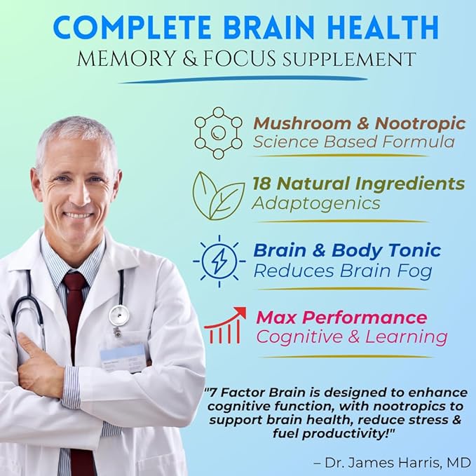 Brain Supplements for Memory & Focus - Nootropic Brain Health - Cognitive Performance, Clarity, Energy, Mental Vigor, Shilajit - Alpha Choline, Lion's Mane, Bacopa, 18 Premium Ingredients