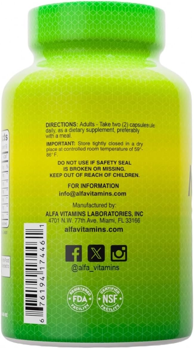 ALFA VITAMINS Menopax Women's Formula, Gluten Free Vitamin for Menstrual Health and Overall Wellness, Supports Joints, Energy, and Cycle Balance, Dietary Supplement for Women, 100 Capsules