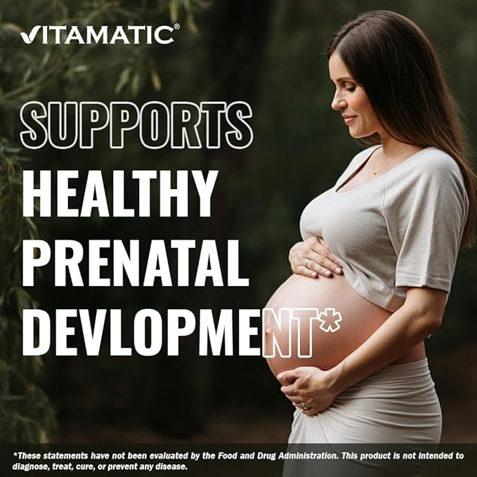 Vitamatic Folic Acid 1000 mcg (1 mg) – 240 Vegetarian Tablets (Pack of 2) 1667 mcg DFE – Vitamin B9 for Prenatal, Heart & Cellular Health