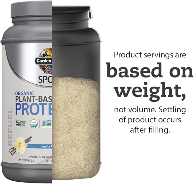 Organic Vegan Vanilla Protein Powder with Probiotics, BCAAs, 30g Plant Protein, NSF Certified, Gluten Free & Sport, Non GMO, Garden of Life Sport Protein Powder - 19 Servings